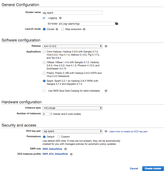 Creating EMR Cluster