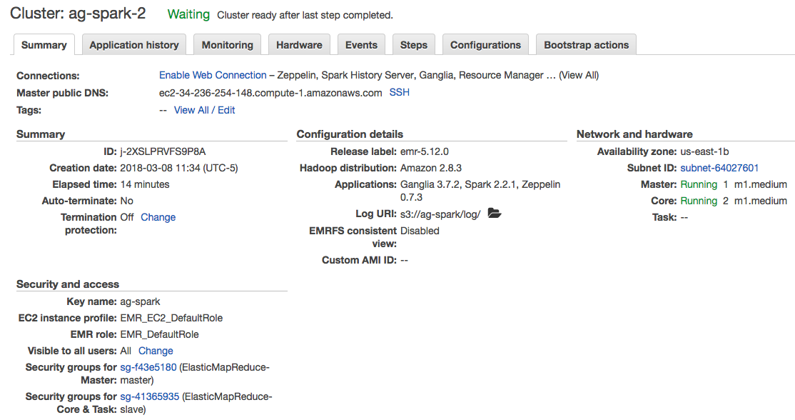 EMR Cluster Summary